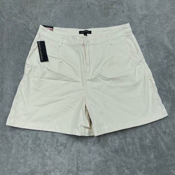Banana Republic Pants - Banana Republic Womens Pleat Front Shorts Size 12 Tan Cotton Blend a1542